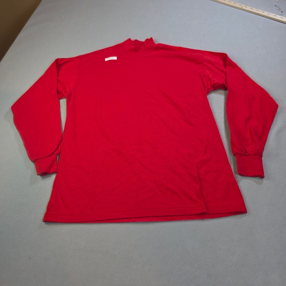 Gator Athletics Mens Red Mock Neck Long Sleeve T-Shirt Size Medium Solid Cotton